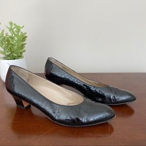 Salvatore Ferragamo Classic black croc pumps 8.5